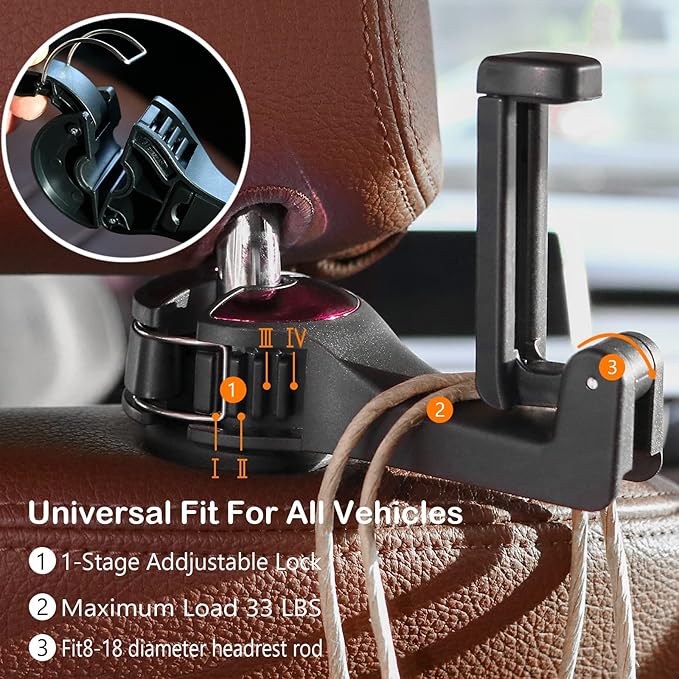 Car Seat Back Hooks with Phone Holder(Pack of 2)