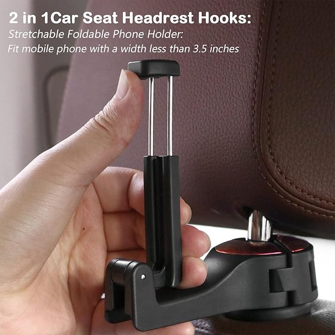 Car Seat Back Hooks with Phone Holder(Pack of 2)